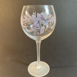 Pfaltzgraff Winter Frost Wine Goblet Handpainted Frosted Stem 8.5" Holiday Glass